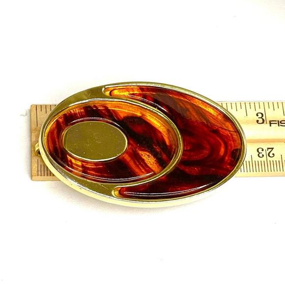 VINTAGE Brooch JUDITH LEIBER Signed Tortoise Shell Vtg Costume Jewelry Pin m13 - Picture 5 of 5